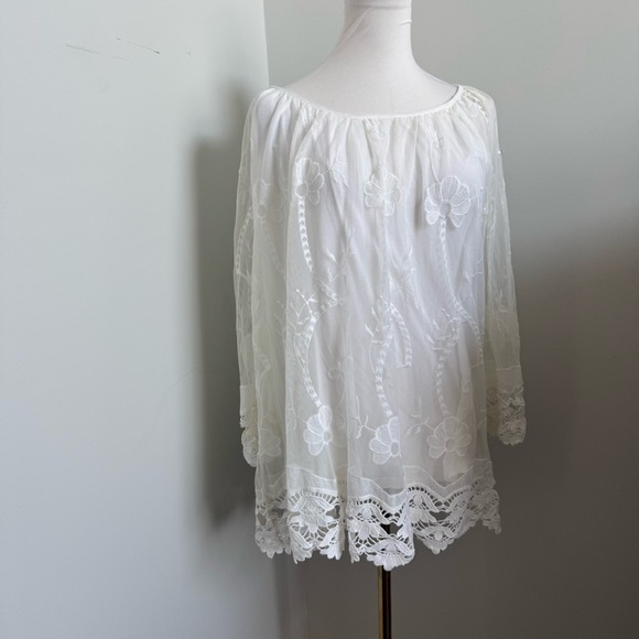 NWT Made in Italy White Embroidered Lace Peasant Boho Top Romantic Cottagecore L - Picture 3 of 9